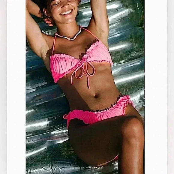 SOLID & STRIPED NWT Bikini Regina Ruffle Frill Bottoms 90s Tie String Cheeky - Picture 3 of 16